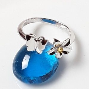 NEW Sterling Silver Butterfly and Flower Ring